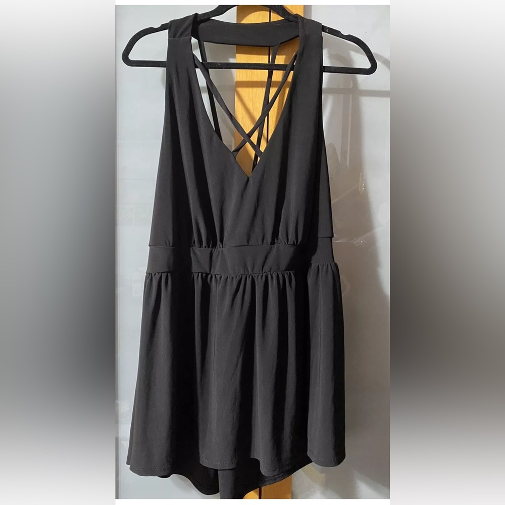 Torrid Black Back/front Straps Blouse Sz 3